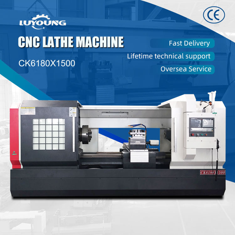 Heavy Lathe 6180*1500 2000/3000mm Horizontal Metal Cutting Lathe 1.5 Meters Lathe Machines 4/6.8 Station Electrical Tool Holder